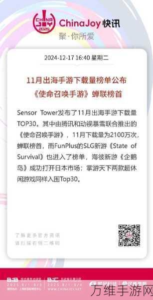 手游出海新纪录！某知名手游单月海外下载量突破2800万次，全球化战略大获成功