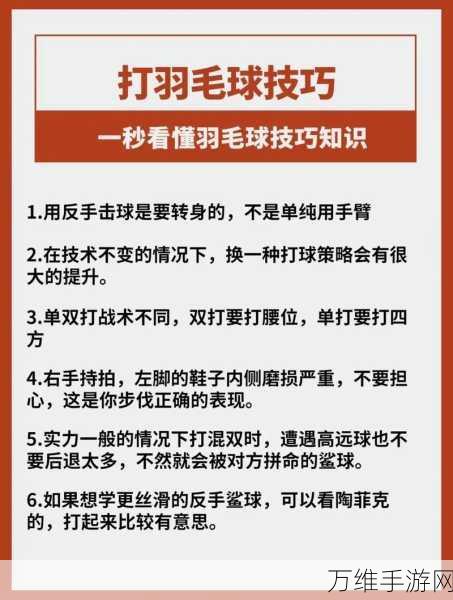 变身羽毛球健将，热血激战与技巧全攻略