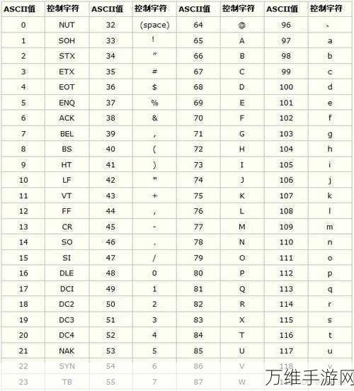 ASCII码在手游数据传输中的奥秘，揭秘游戏流畅背后的技术支撑