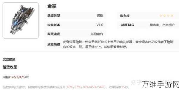 鸣潮手游深度解析,金掌武器培养材料全攻略