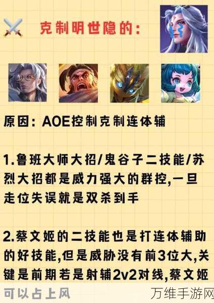 王者荣耀高手攻略,全面解析如何有效克制蔡文姬