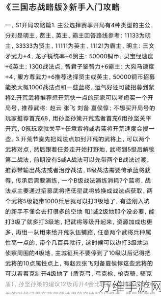 国战三国志深度攻略，策略致胜，一统天下的心得秘籍