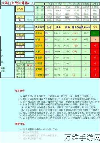 大掌门武功伤害深度解析，精准计算，制胜关键