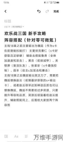 手游攻略，揭秘微微三国曹魏虎狼之师最强阵容搭配